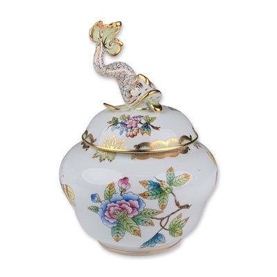 Sale Photo Thumbnail #315: Herend Hungary Queen Victoria Porcelain Lidded Jar