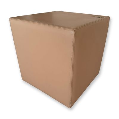 Sale Photo Thumbnail #88: Tan Leather Cube End Table with Hidden Cable Slot