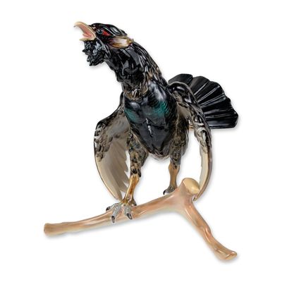 Sale Photo Thumbnail #553: Herend Painted Porcelain "Blackcock" Black Grouse Figurine