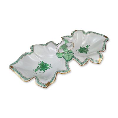 Sale Photo Thumbnail #36: Herend Porcelain Chinese Bouquet Green Relish Dish
