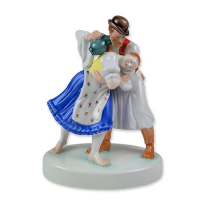 Sale Photo Thumbnail #282: Herend Painted Porcelain "Hungarian Easter Monday Ritual" Figural Group