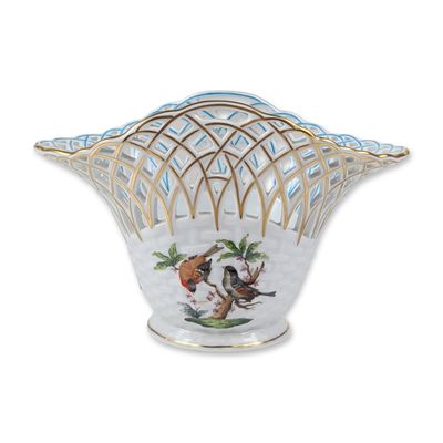 Sale Photo Thumbnail #330: Herend Rothschild Bird Porcelain Openwork Basket