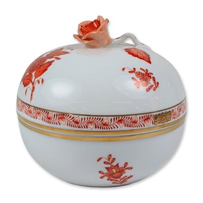 Sale Photo Thumbnail #33: Herend Apponyi Orange Porcelain Lidded Bowl