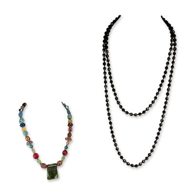 Sale Photo Thumbnail #110: 2pc Art Glass and Faceted Beaded Necklaces