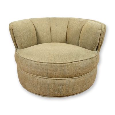 Sale Photo Thumbnail #12: Mid-Century Modern Channeled Back Boucle Upholstered Lounge Chair
