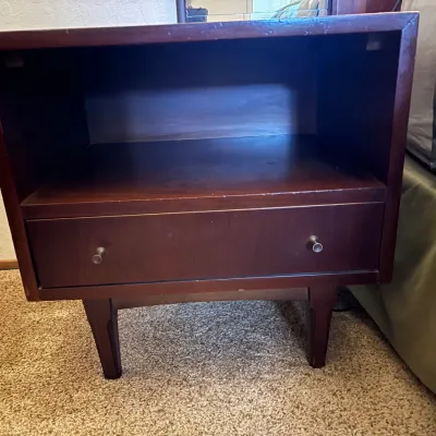 Mid Century Modern Drexel Parallel" Walnut Nightstand (2) by Barney Flagg (1960)