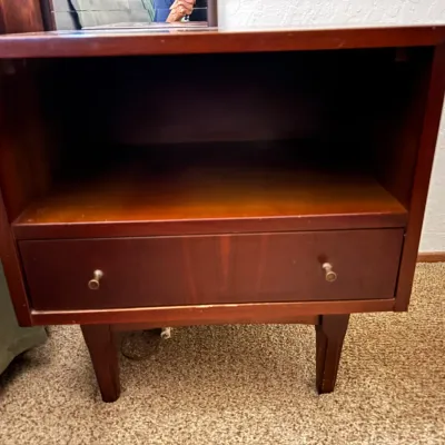 Mid Century Modern Drexel Parallel" Walnut Nightstand (1) by Barney Flagg (1960)