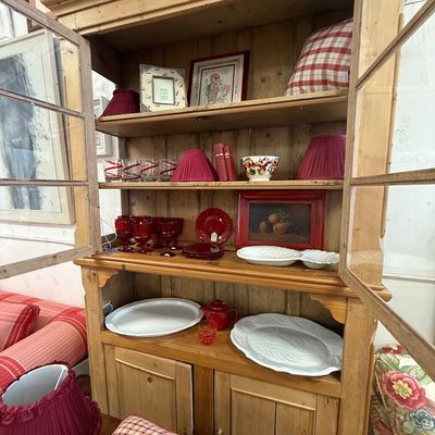 Tall pine cabinet.  