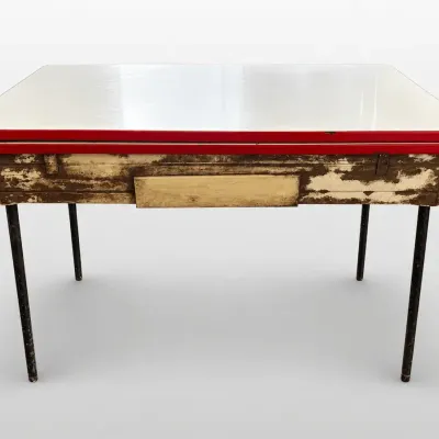 Porcelain Enamel Top Kitchen Table with Pull-Out Extension