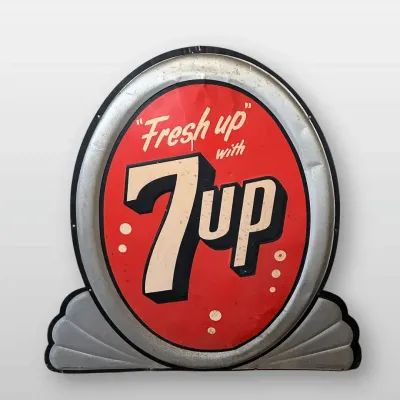 7Up Fresh Up Metal Advertising Sign