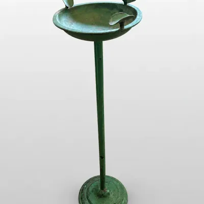 Green Metal Floor Standing Ashtray Smoking Stand