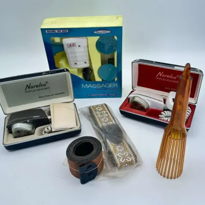 Norelco Tripleheader Electric Shavers, Maid-Rite Electric Massager Model DV 600, Woven Strap 