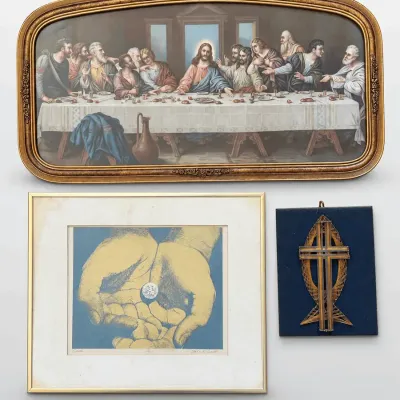 Julie L. Corist "Earth" Print, The Last Supper Art, & String Art Cross Set of 3