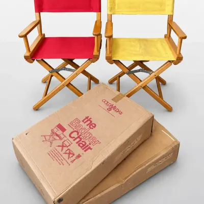 Gold Medal The Badger Director's Chairs Model 239, Red & Yellow Canvas Set of 4