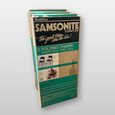 Samsonite Furniture Style 3515 Padded Folding Chairs, Mahogany Vinyl & Brownstone Steel Frame Set