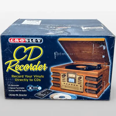 Crosley CR246-PA Director CD Recorder 3-Speed Turntable and AM/FM Radio
