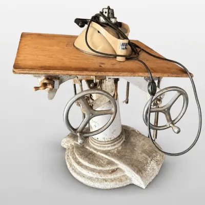 Vintage Shampaine S1532 Cast Metal Medical Table Base and Spotlight