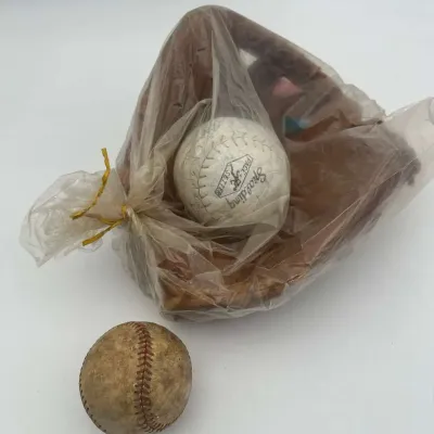  Leather Baseball Glove, Spalding Pace-Setter Ball & Rawlings Glovolium