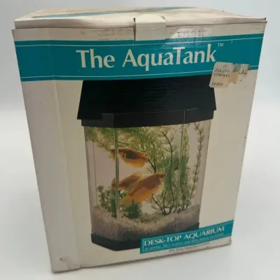 The AquaTank Desk-Top Aquarium Glass Black Hexagon Tank Set