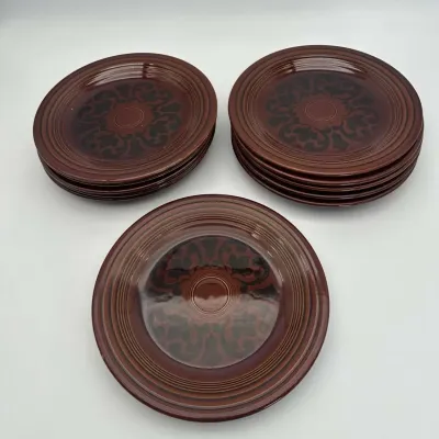 Sheffield Amberstone Brown Ceramic Dinner Plates -10-Inch Round Dishes