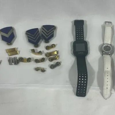 Mystery Lot Of Watches & Vintage Military Pins 