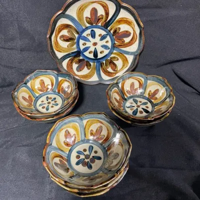 Vintage Pottery Plate & Bowls