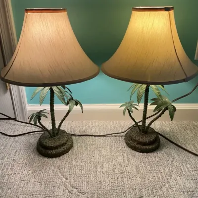 Pair Of Palm Tree Lamps
