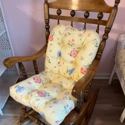 Wooden Rocker With Seat Cushion