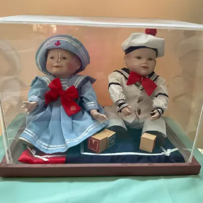Pair Of Yolanda Bello Dolls In Display Case