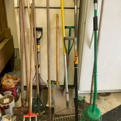 Lot Of Outdoor Lawn Tools With Storage Area