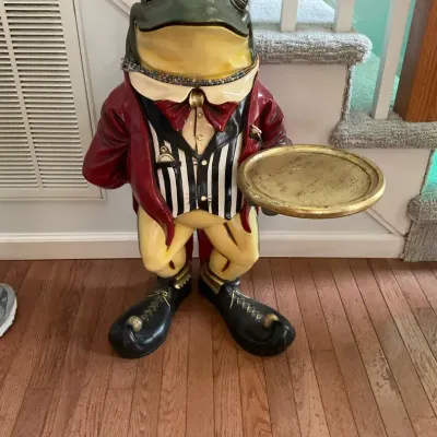 Whimsical Frog Butler Statue