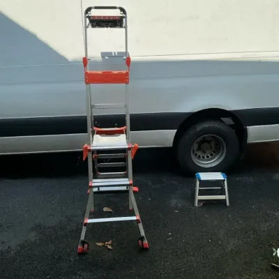 Select Step Telescoping Ladder And 2 Foot Stools
