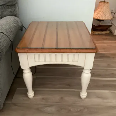 Glass Topped Rectangular End Table