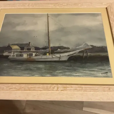 Signed Painting Of A Sailboat