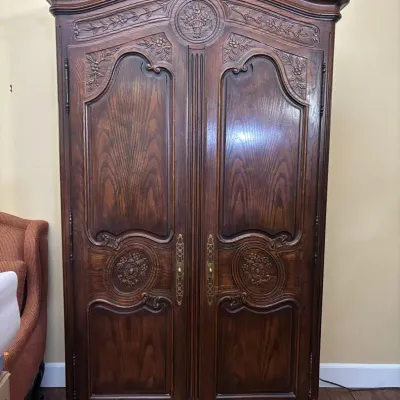 Henredon Four Centuries Collection Carved Wood Armoire | Ornate Double-Door Cabinet 