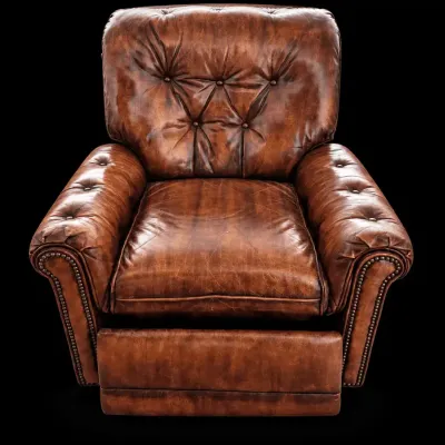 Brown Leather Recliner | Tufted Back, Rolled Arms & Nailhead Trim