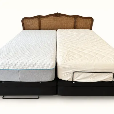 King Koil Adjustable Bed | Split Adjustable Mattresses, 2 Remotes & Cane Headboard