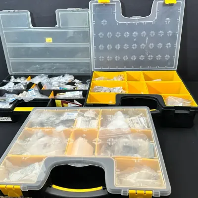 Electronics Components & Hardware Lot | Resistors, Capacitors, Nuts, Washers & Organizers