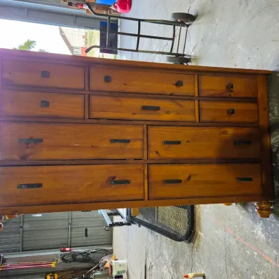 Rustic wooden multi-drawer dresser