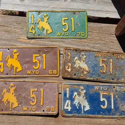 1960'S and 70's Wyoming license plates