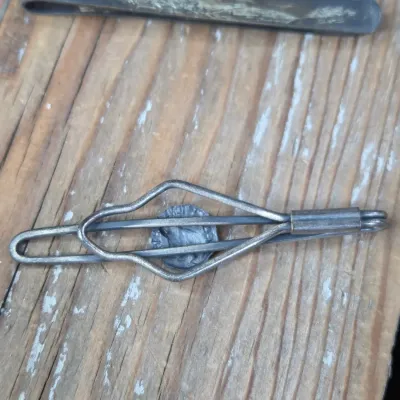 Vintage Men's tie clips and more - Yellow stone - Silver marked - and more
