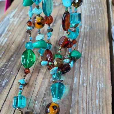 Two new beaded necklaces with matching earrings