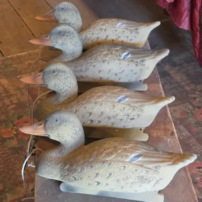 G & H 4 duck decoys 1 drake 3 hens