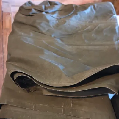 Sealed storage container with 4 sleeping bags - Military down and 2 air mattresses