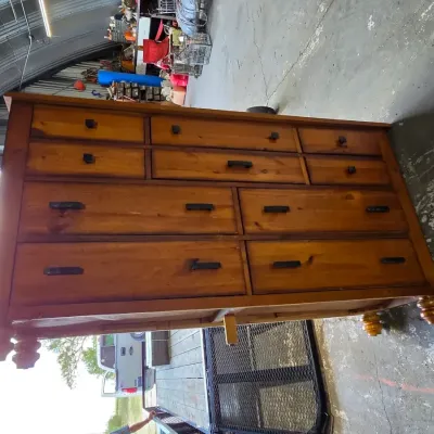 Rustic wooden multi-drawer dresser