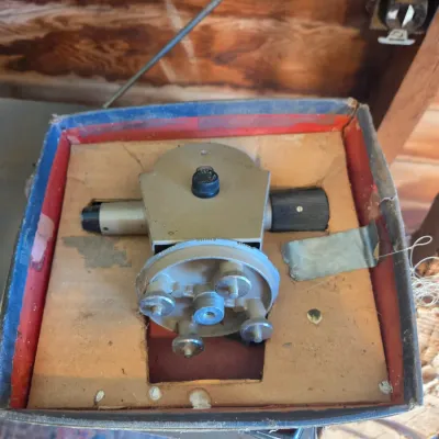 Vintage Mongomery Ward Powr-Kraft Model 84-6460 Transit Level with wooden survey rod