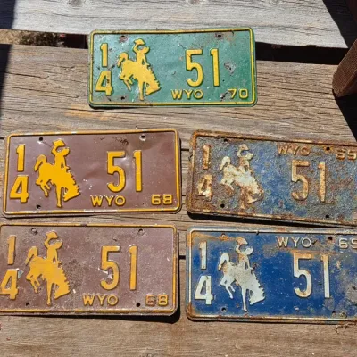 1960'S and 70's Wyoming license plates