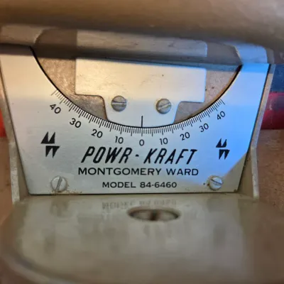 Vintage Mongomery Ward Powr-Kraft Model 84-6460 Transit Level with wooden survey rod