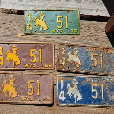 1960'S and 70's Wyoming license plates
