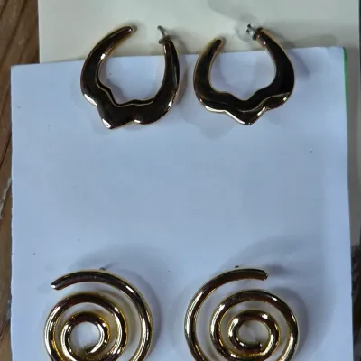 Ladie's Necklaces, cat pin, rings and earrings - Gold toned